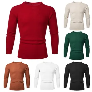 

Puimentiua 2020 Autumn Winter Solid Men's Sweater Basic Pullovers Long Sleeve O-neck Jumper Casual Sweater Knitted sueter hombre
