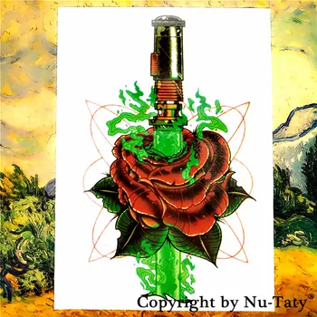 

SHNAPIGN Green Lightsaber Temporary Tattoo Body Art Flash Tattoo Sticker 21*15cm Waterproof Fake Tattoo Henna Painless Sticker