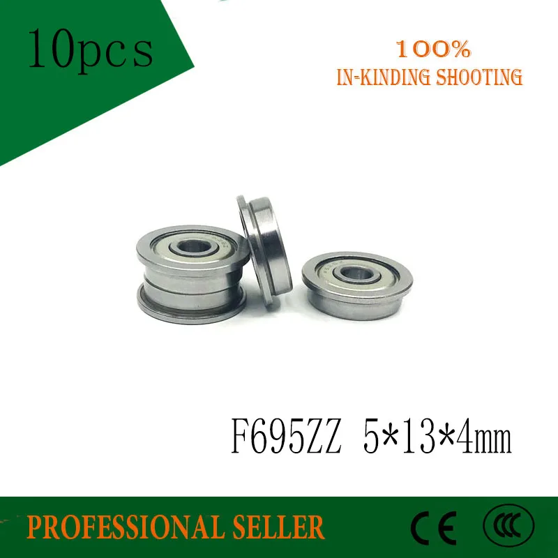 

10Pcs F695 F695ZZ ABEC-5 steel Shielded Model Flange Bearing 5 x 13 x 4mm