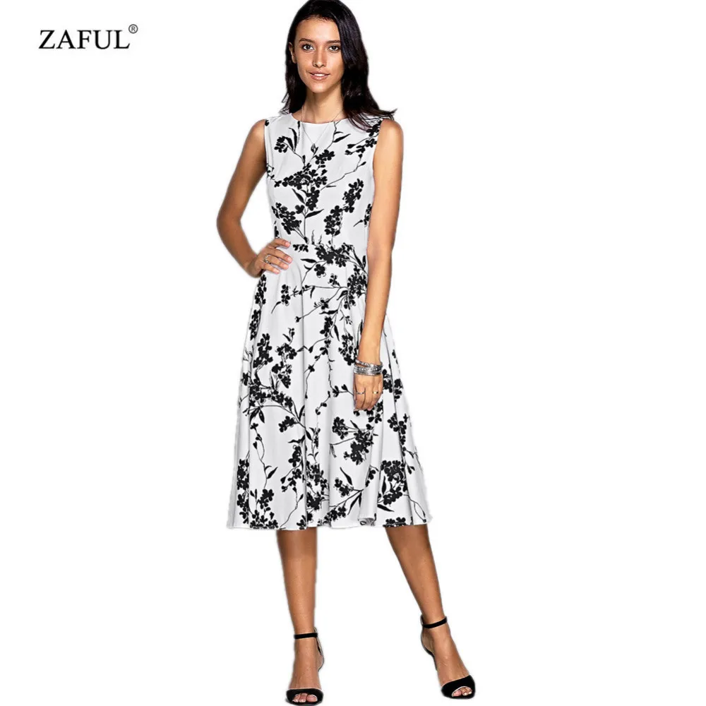 ZAFUL Plus size Women Dress Audrey Hepburn Vintage Sleeveless 1950 60s floral print Party Club Retro Dress Feminino Vestidos (14)