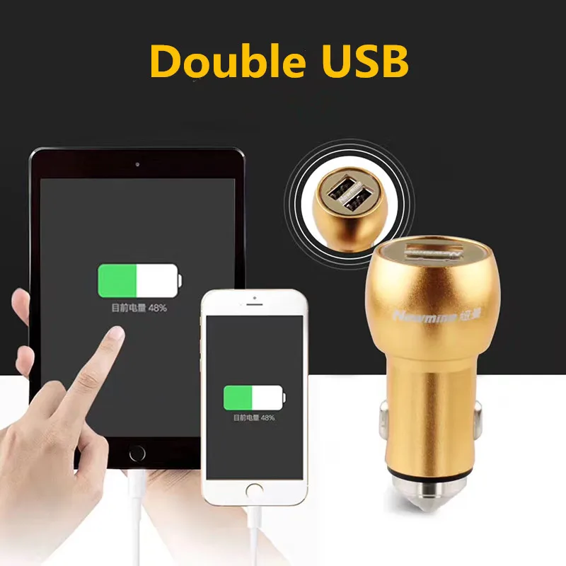 10pcs a lot Newmine Safety Hammer Car Charger full body aluminium alloy