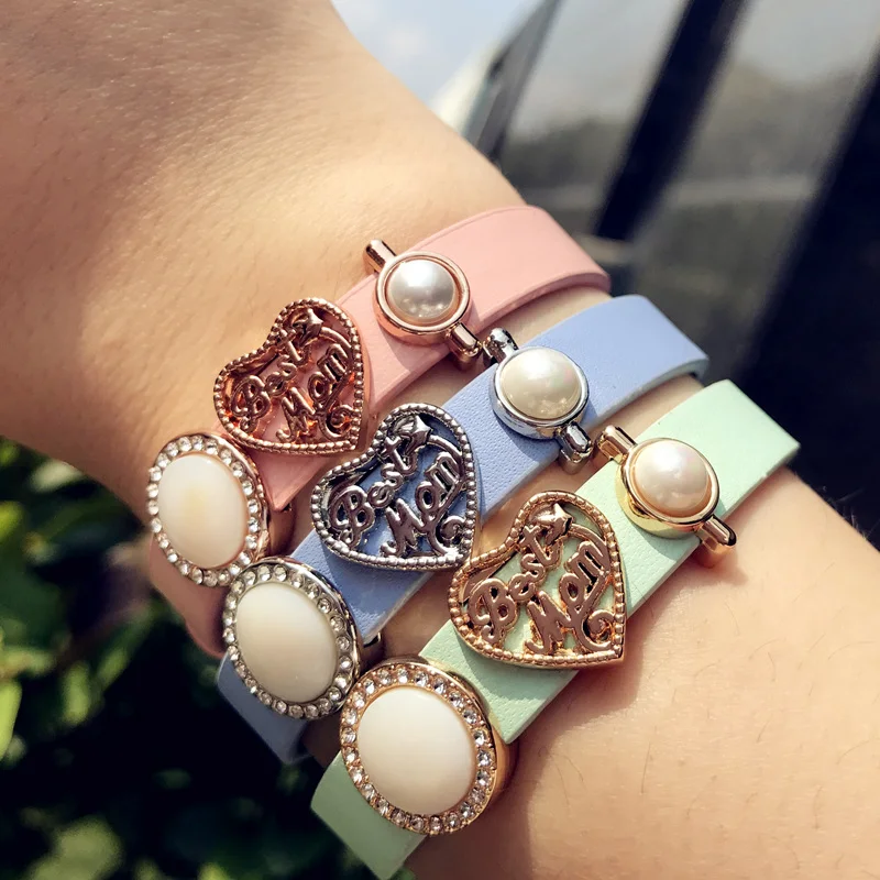 

SANSHOOR Jewelry Collection Best Gift for Mothers let her know that she is the BEST MOM Charms for Mesh and Leather Bracelet
