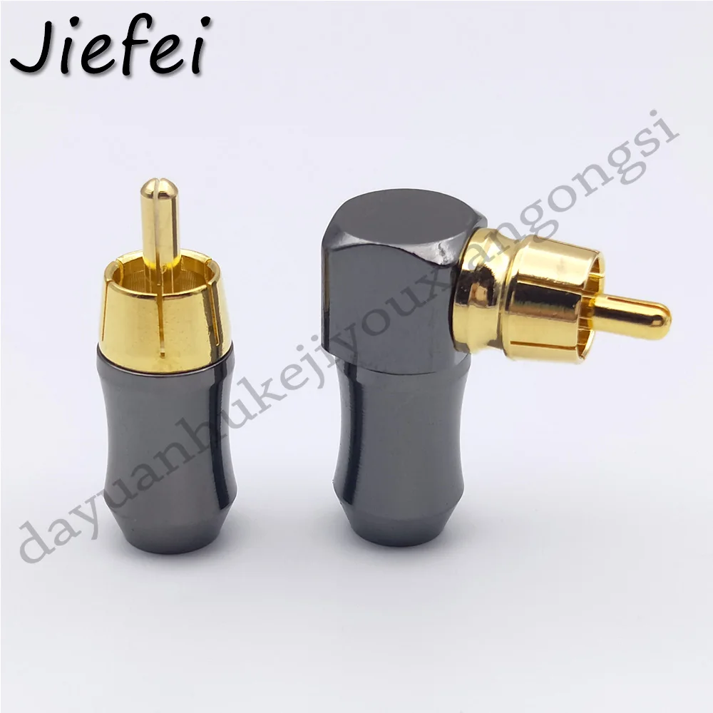 

12pcs high quality Copper plated Right Angle RCA Male Plug Gold Plated Audio Video Adapter Connector