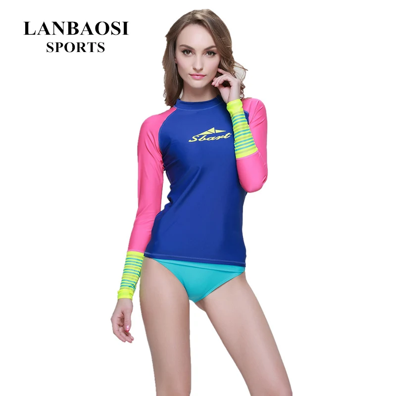 

New Anti-UV sunscreen swim shirts long sleeve rashguard Coloful Spring Summer swimsuit for surfing swimming upf 50 shirt