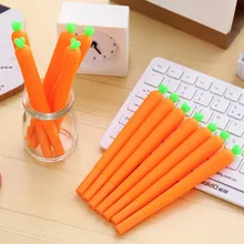 10 шт./партия имитация мягкого кремнезема 0,38 мм Черная гелевая ручка Канцелярия для учеников и овощей морковь авторучка