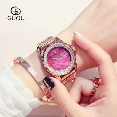 GUOU Brand New Fashion Rose Gold Watch Women Rhinestone Dress watches Luxury stainless steel waterproof women quartz Wrist Watch GUOU Brand New Fashion Rose Gold Watch Women Rhinestone Dress watches Luxury stainless steel waterproof women quartz Wrist Watch