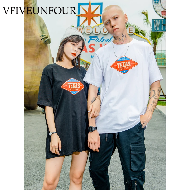 

VFIVEUNFOUR Printed T Shirts High Street 2019 Summer Men Women Casual Hip Hop Tops Tees Male Fashion Short Sleeve Cotton Tshirts