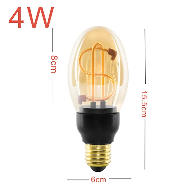 Ретро винтажный светодиодный светильник E27 220 в 240 В Мягкий Светодиодный светильник накаливания 4 Вт 4,5 Вт внутренний декоративный светильник необычные дизайнерские лампочки теплый желтый - Испускаемый цвет: JH-DS