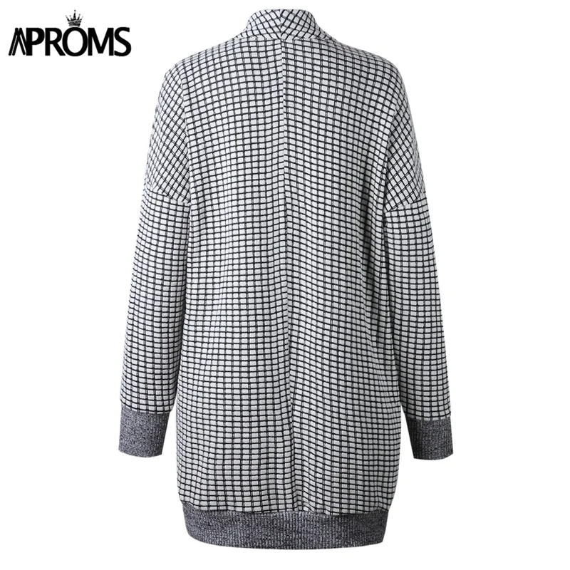 Aproms Elastic Plaid Knitting Long Cardigan Women Winter Sweater Knitted Cardigans Female Soft Casual Outwear Coat Pull Jumper Aproms Elastic Plaid Knitting Long Cardigan Women Winter Sweater Knitted Cardigans Female Soft Casual Outwear Coat Pull Jumper