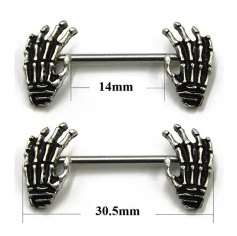 1 пара, Новое поступление, креативные серьги для сосков, Мути-стиль, День Святого Валентина, пирсинг для сосков, утяжелители, стальная цепочка для тела, ювелирные изделия для тела - Окраска металла: Skull Hand