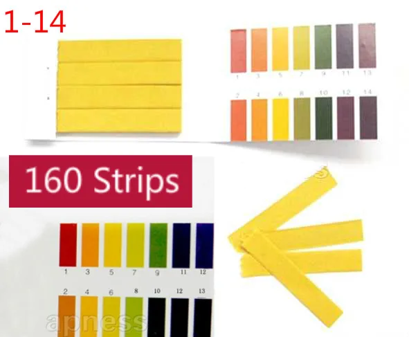 160 Strips PH Test Strip Aquarium Pond Water Testing PH Litmus Paper Full Range Alkaline Acid 1-14