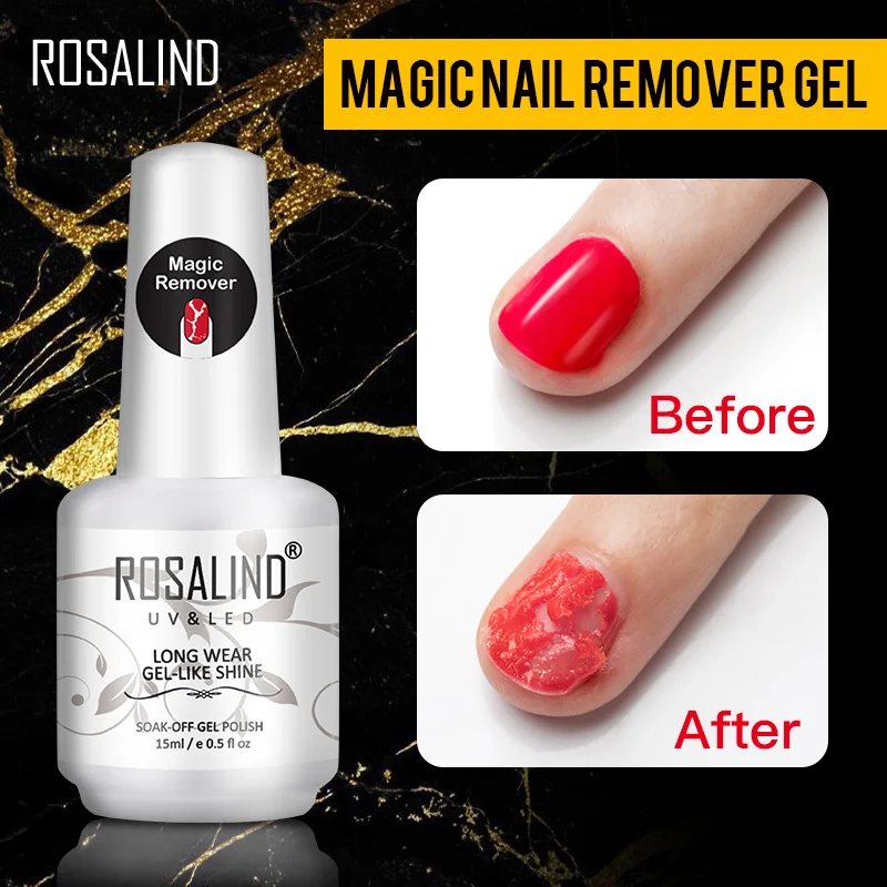 

ROSALIND Magic Remover Nail Easy Off Gel Remover Cleaner Nail Polish Within 2-3 MINS 15ml Magic Removal Varnishes Base Top Coat