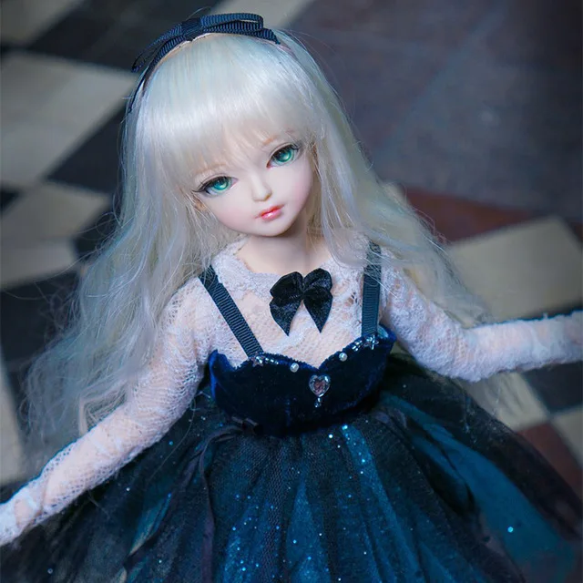 1/4 bjd 45 см с/без одежды обувь длинные коричневые волнистые волосы макияж