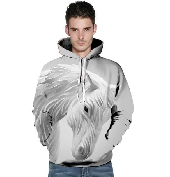 Autumn Winter 3D Animal Print Hoodies Long Sleeve Unisex Hooded