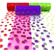 Haochu 6 дюймов х 10 метров Сияющие точки Тюль органза Sheer Катушка Туту Ткань свадьба брак украшения партии Настольная дорожка питания