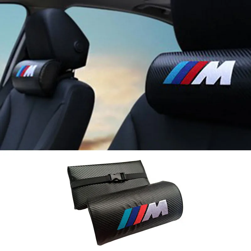 2x Car Headrest Neck Safety Pillow For BMW M E46 E90 E60 E39 E36 F10