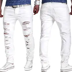 Новый 2019 демисезонный модные белые цвет хлопок хип хоп multi рваные уличная гарем карго Брюки для девочек для мужчин pantalon homme