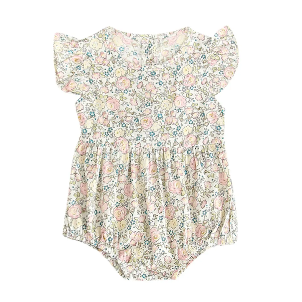 

Newborn Baby Clothes Baby Rompers Baby Girl Sleeveless Romper Flowers Printed Jumpsuit Romper Clothing Baby Costumes J22#5