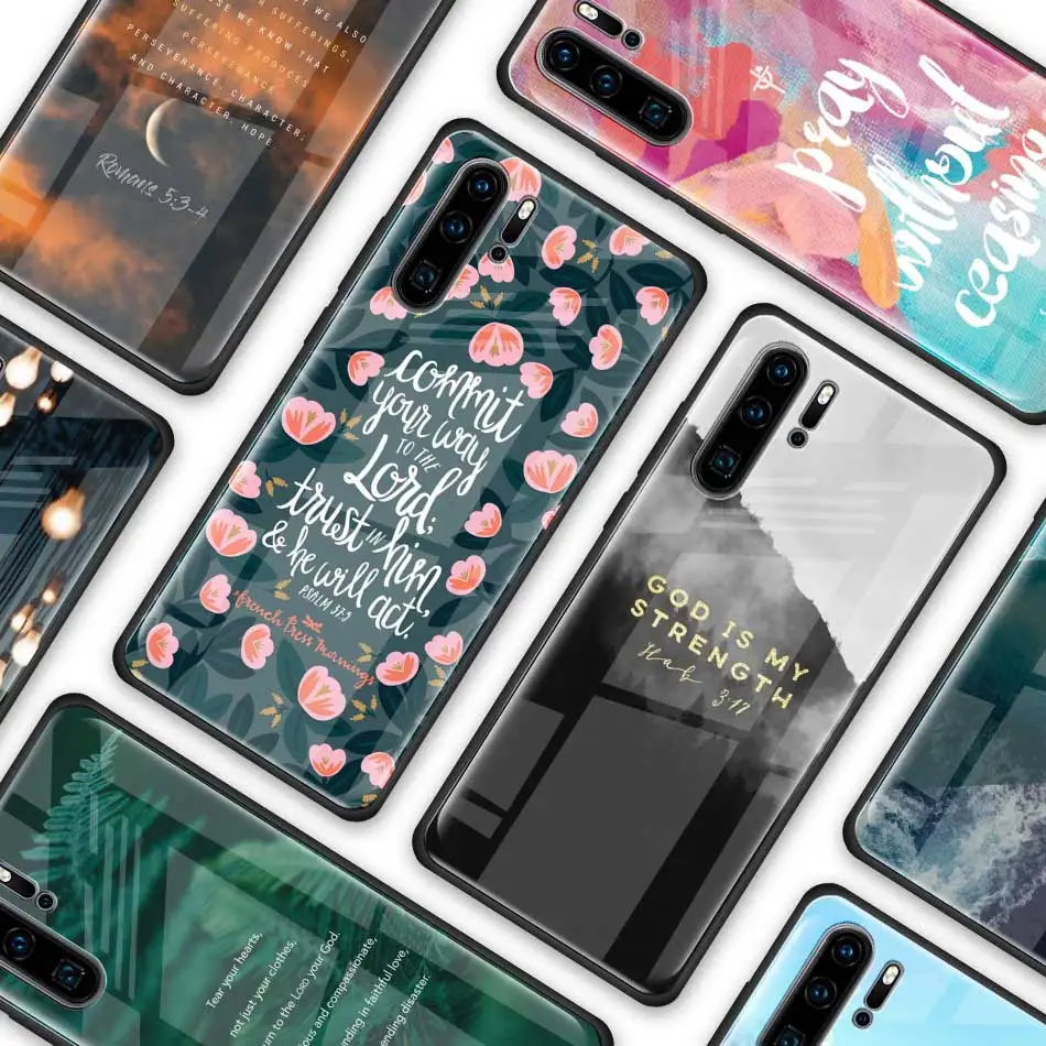 Чехол из закаленного стекла Bible verse для Huawei P30 P40 Pro Plus P20 Lite P Smart 2019 Nova 5i 5T 5z 7i