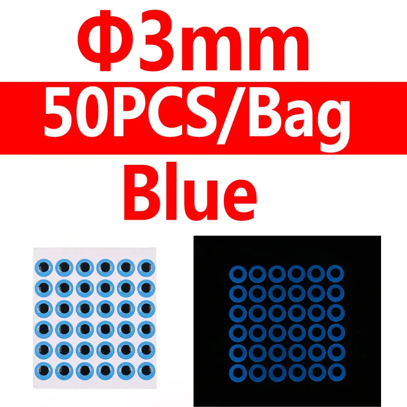 3mm blue 50pcs Bimoo 50 шт. световая приманка для рыбалки глаза 3D моделирование нахлыстом Гольян Искусственные глаза рыбы Оранжевый Синий Зеленый 3 мм/4 мм/5 мм и т. Д - Цвет: 3mm blue 50pcs