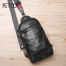 AETOO кожаная нагрудная сумка мужская Корейская версия винтажная сумка на одно плечо Досуг косой крест маленький слой Баотоу яловая Мужская