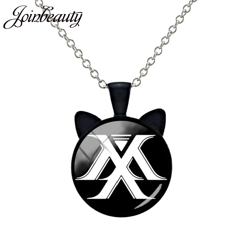 JOINBEAUTY, модное винтажное ожерелье Kpop Monsta X с кошачьими ушками, кулоны из стекла, ожерелье для мужчин и женщин, аксессуары MN07 - Окраска металла: MN02