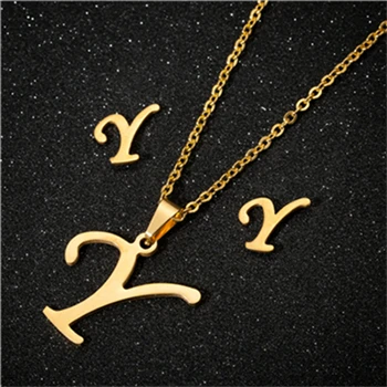 Yiustar модное простое алфавитное ожерелье s для женщин из нержавеющей стали ожерелье цепь A-Z ожерелье с буквенными подвесками индивидуальный подарок - Окраска металла: Y necklace sets