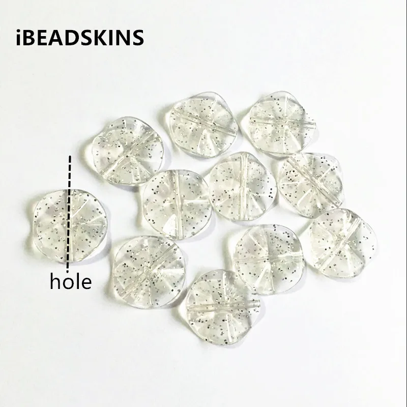 

New arrival! 27mm 250pcs/lot Built-in silver glitter clear oblate-shape beads for Necklace Jewelry