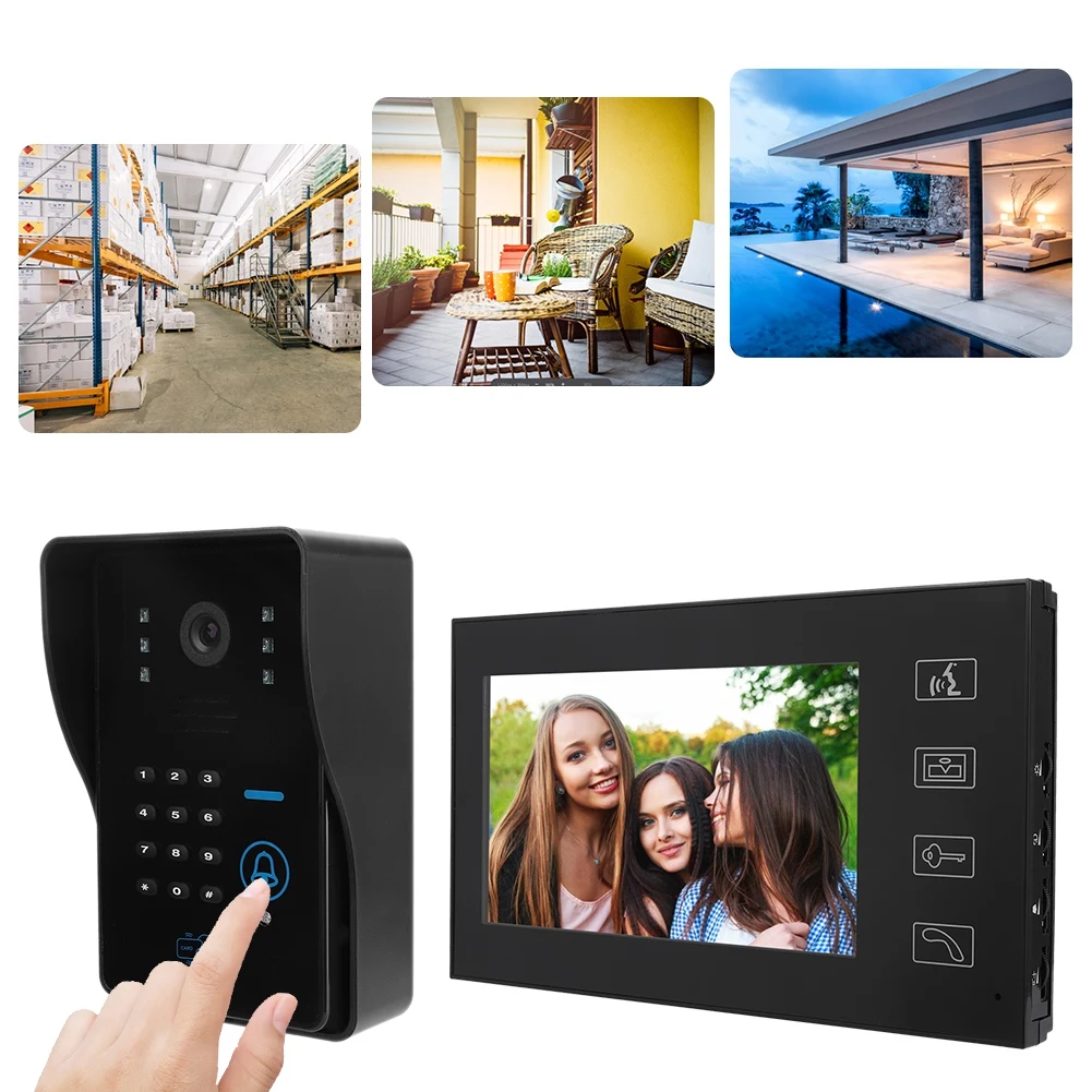 7 дюймов видеодомофон проводной дверной звонок комплект домашняя система внутренней связи