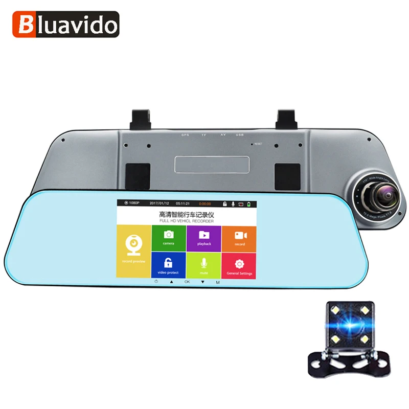 

Bluavido 5" Touch Car Camera Rearview Mirror Full HD 1080P DVR Night Vision vehicle Video Recorder ADAS Dash cam Parking monitor