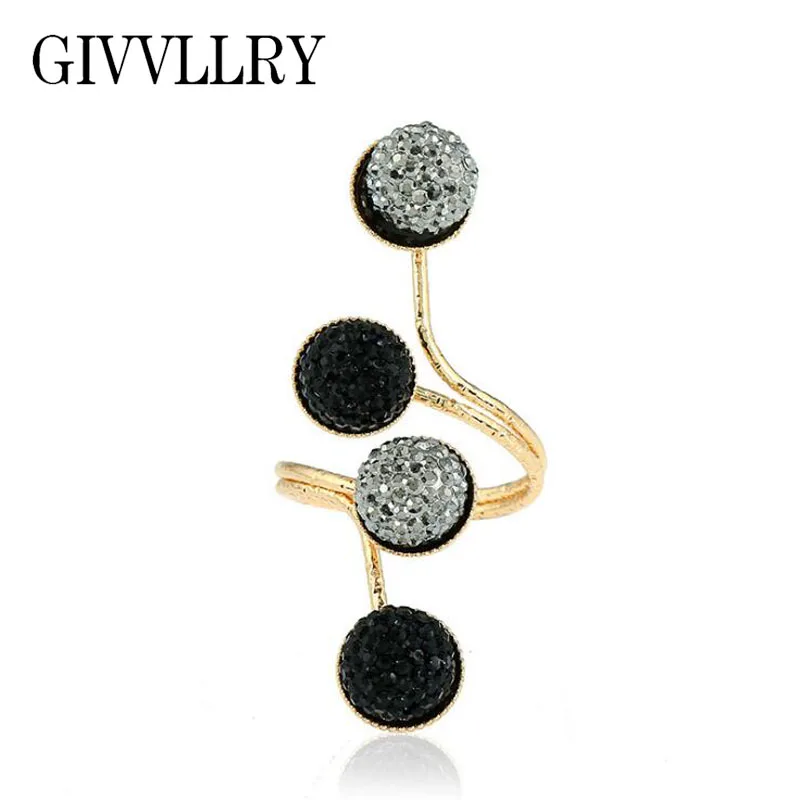 

GIVVLLRY Knuckle Ring for Women Elegant Resin Ball Mosaic Silver Gold Color Finger Fashion Jewelry Punk Adjustable Vintage Ring