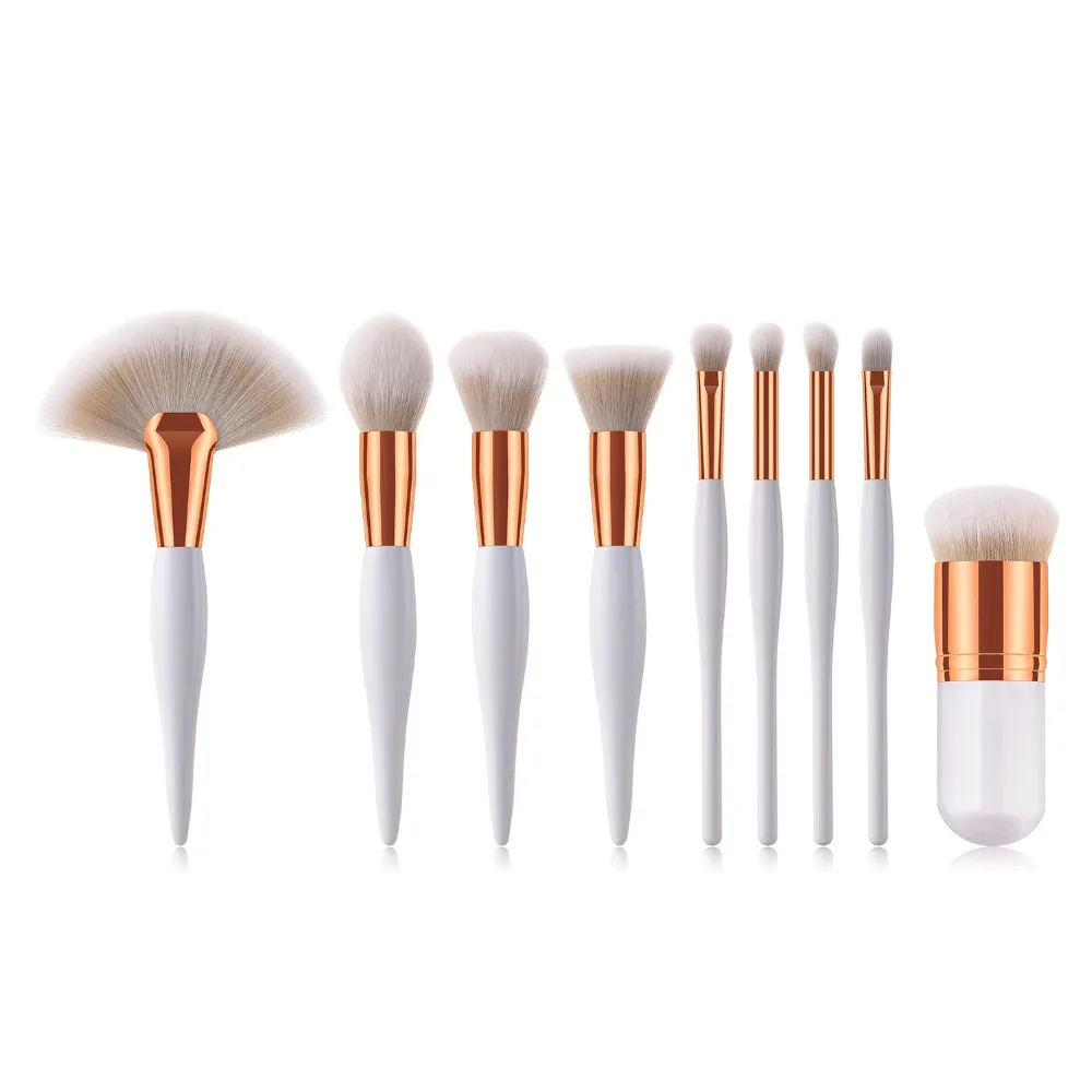 

Newest 9pcs Fat Pier Cosmetic Makeup Brushes Foundation Blush Powder Eyeshadow Eyebrow Brush Set Classic Tools Kit