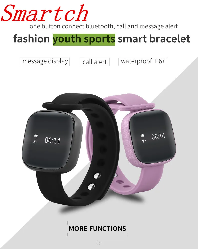 Smartch Smart Bracelet V8 Pedometer Fitness Tracker Smart Band Heart Rate Blood Pressure Monitor Smart Wristband