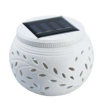 

Solar Powered Ceramics light With Solar Panel LED Hollow Ceramic RGBW colors Lights Decoration Garden Lamps