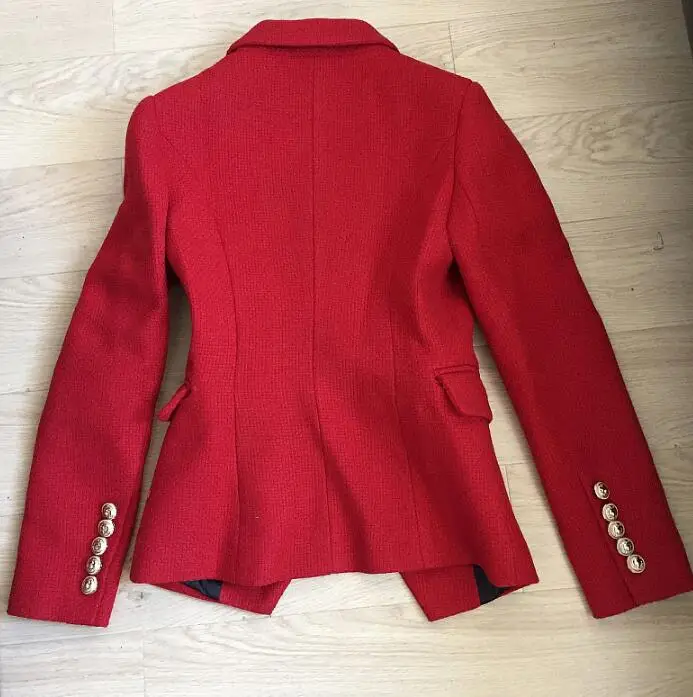 Винтажные двубортные красные шерстяные твидовые блейзеры, пальто для женщин, осенне-зимняя женская верхняя одежда, повседневная тонкая куртка Casaco Femme