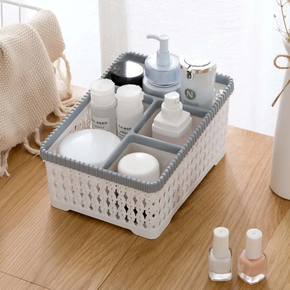  OTHERHOUSE Makeup Organizer Cosmetic Storage Box Case Container Lmitation Rattan Desktop Storage Bo
