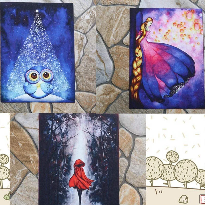 

Hand dyed Assorted Cotton canvas Printed Quilt Fabric For DIY Sewing Patchwork Home Textile Decor 15X20cm owl gril design
