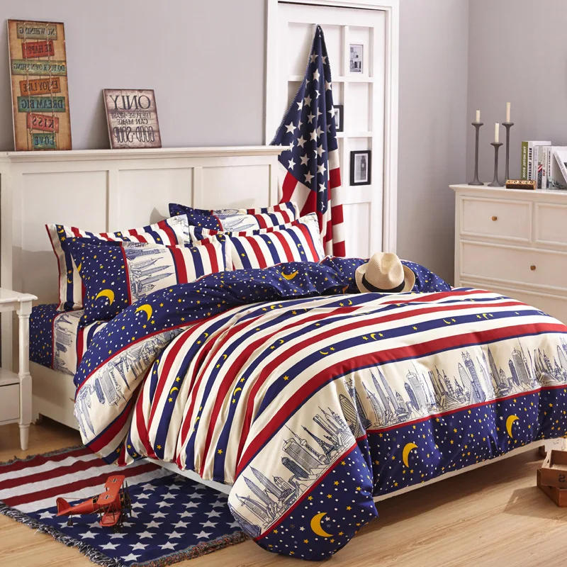 

Wengdaengfeng Hot Sale Cute Bedding Sets 4pcs Geometric Pattern Bed Linings Duvet Cover Bed Sheet Pillowcases Cover Set