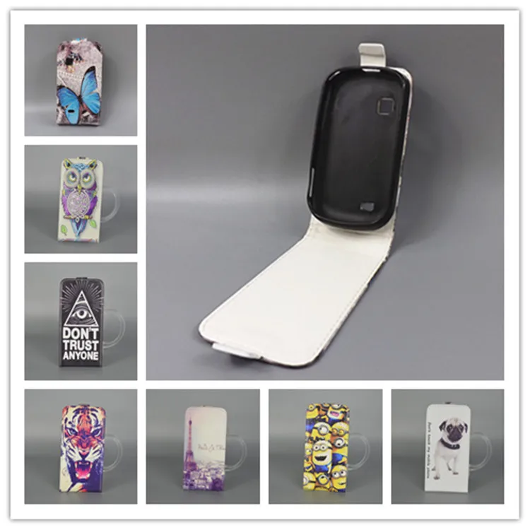 

for samsung galaxy fit s5670 Hot Pattern Cute PrintingVertical Flip Cover Open Down/up Back Cover filp leather case