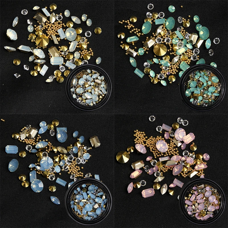 Mixed Nail Rhinestones Nail Art Decorations Shiny Crystals Gems Jewelry Acrylic Pearl Metal Accessories for Manicure DIY NailArt