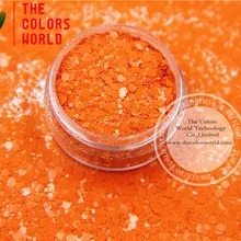 Hh2104-240 оранжевый Цвета растворителям шестиугольник Форма блеск Блёстки для ногтей DIY украшения Хэллоуин украшения