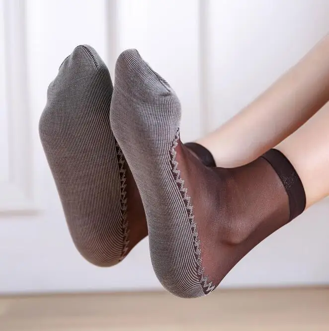 CUHAKCI/1 пара, летние женские мягкие носки, повседневные, Нескользящие, модные, прозрачные, для девушек, для танцев, тонкий Шелковый носок - Цвет: W053 Thin Coffee