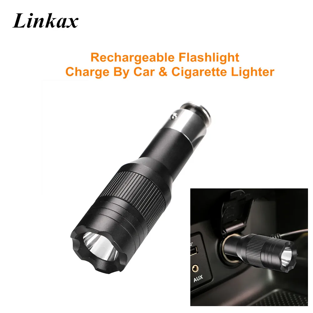 Powerful Rechargeable LED Flashlight Car Cigarette Lighter Charging