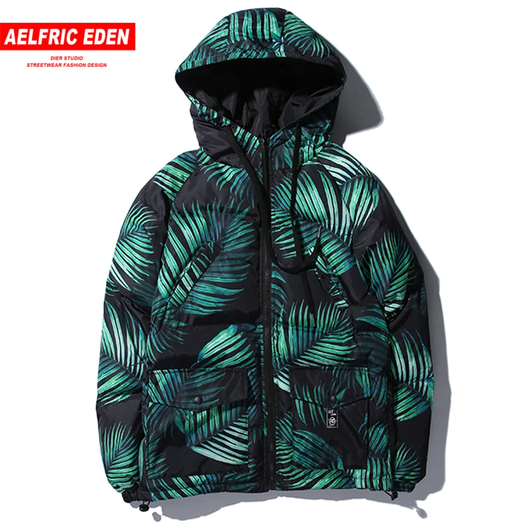 Мужская парка с капюшоном aelfrec Eden теплая Повседневная в стиле хип хоп принтом