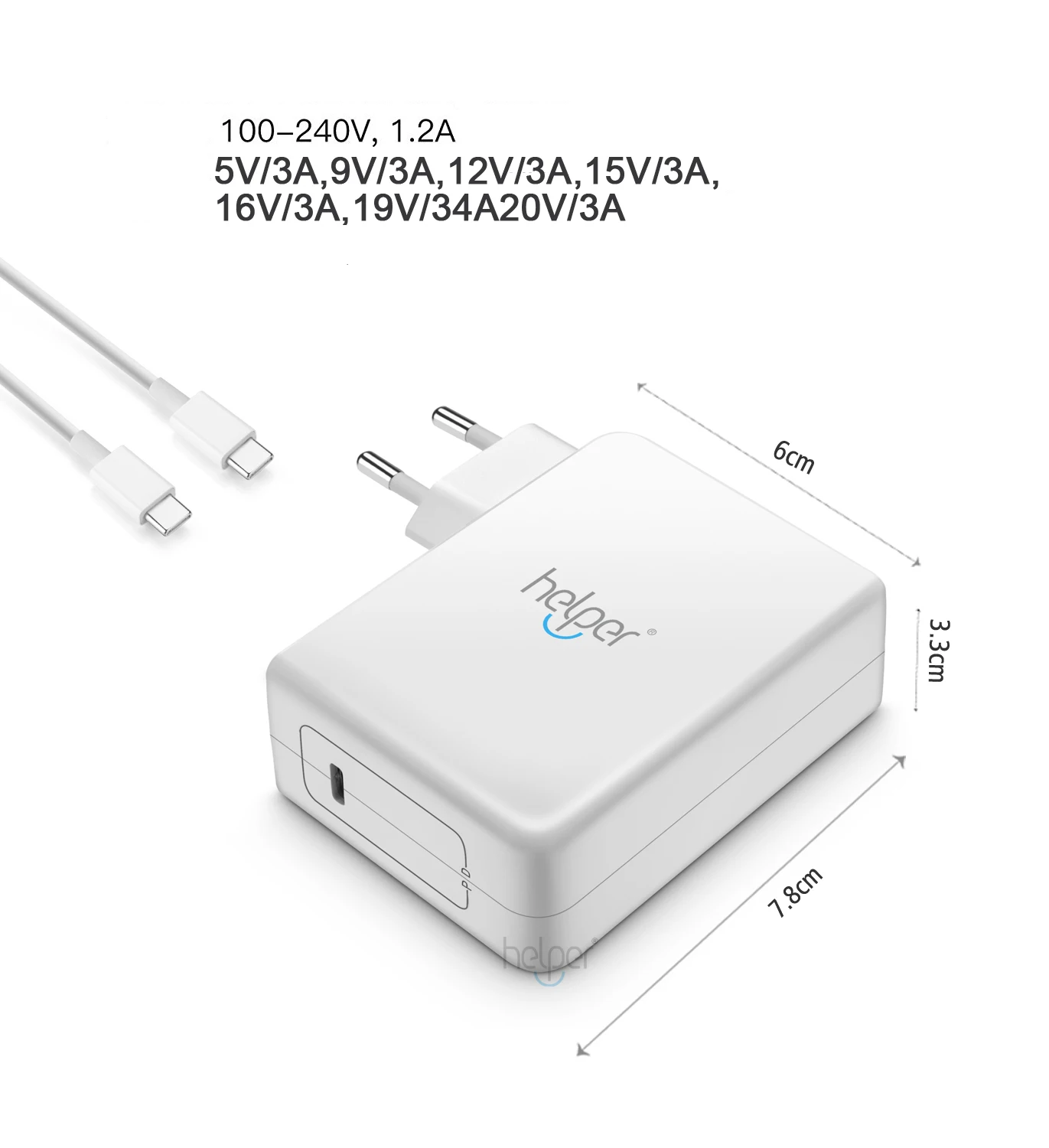 Помощник 15 Вт 45 Вт 60 Вт Тип usb C PD стены Зарядное устройство быстрой зарядки Мощность адаптер для HUAWEI MateBook Lumia 950 950XL Nexus 5X6 P