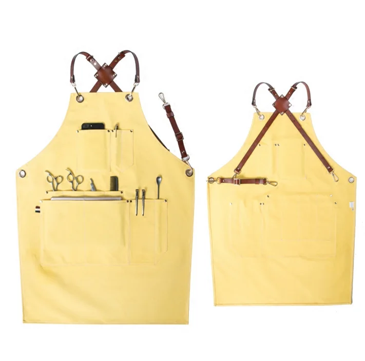 

Durable Apron Home Kitchen Chef Aprons Waterproof Anti-oil Cafe Restaurant Cooking Baking Dress Fashion Apron With PocketsLFB183