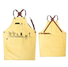 Durable Apron Home Kitchen Chef Aprons Waterproof Anti-oil Cafe Restaurant Cooking Baking Dress Fashion Apron With PocketsLFB183