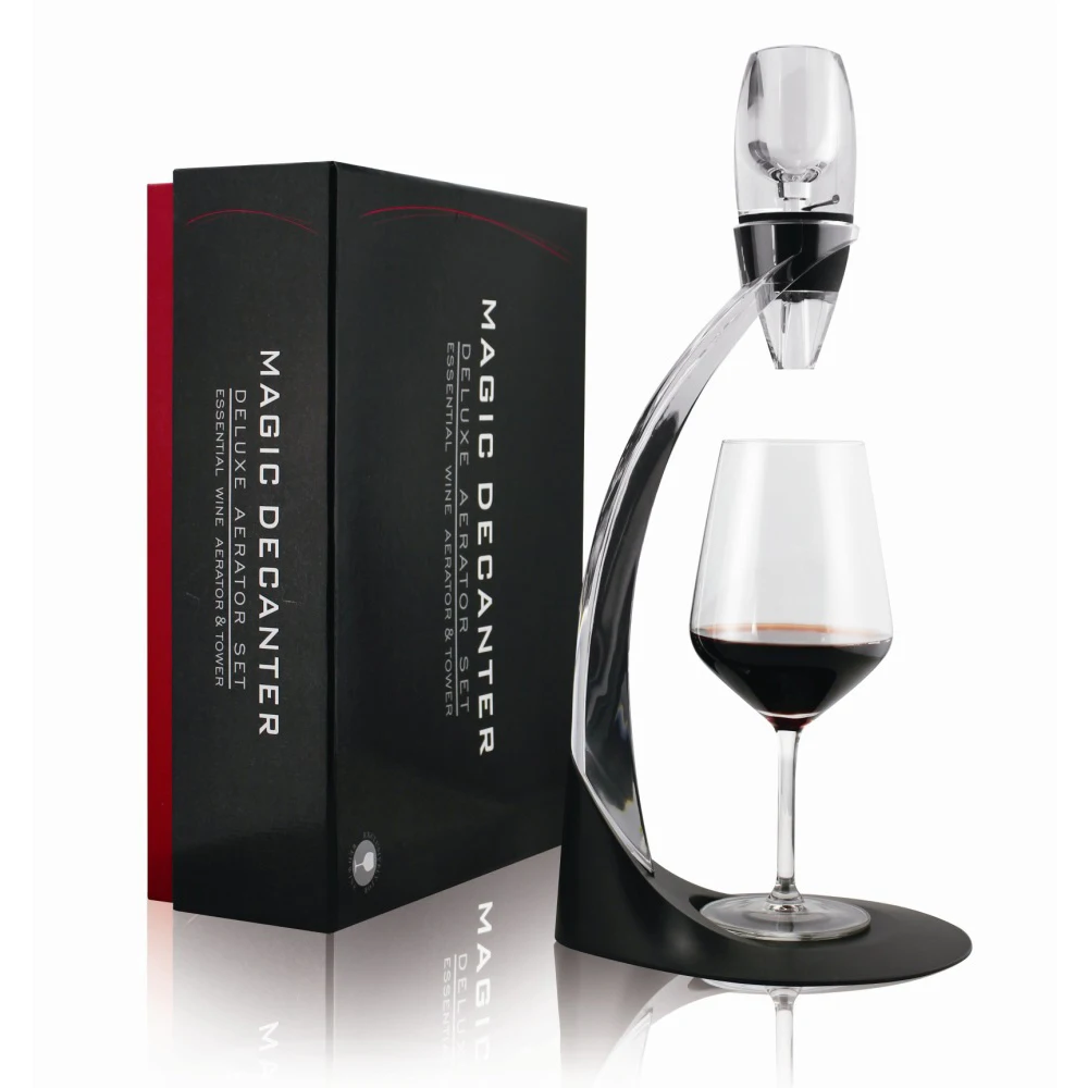 Essentials Deluxe Wine Aerator Gift Set Wine Aerator, Stand, Corkscrew