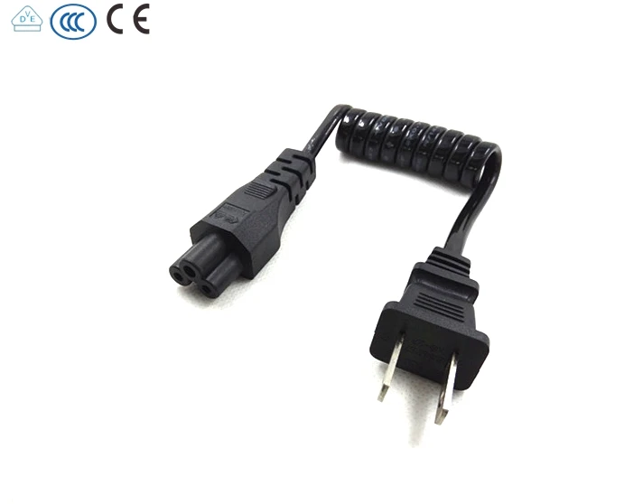 

5PCS Power Cord with Stretch Spring, USA American Type Plug to IEC 320 C5 Mickey Mouse Stretch Spring Power Extension Cable