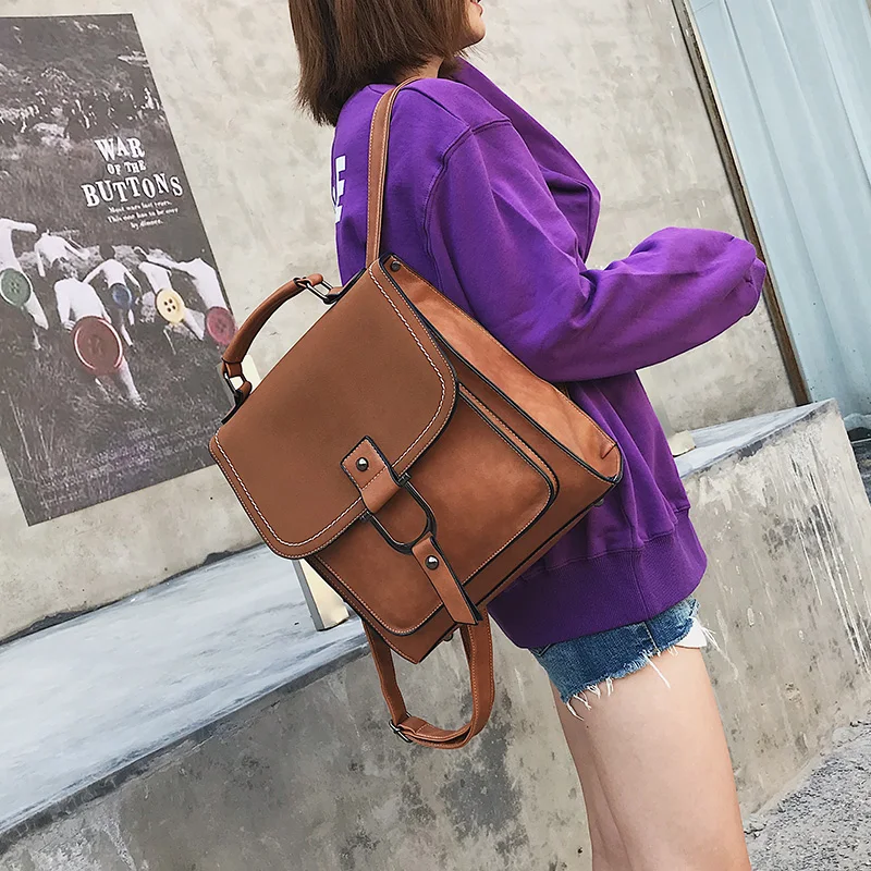 Vintage Women Backpacks Travel Female Fashion Rucksack Student School Bag Backpack Daypack Brown PU Leather Women Shoulder Bags Vintage Women Backpacks Travel Female Fashion Rucksack Student School Bag Backpack Daypack Brown PU Leather Women Shoulder Bags
